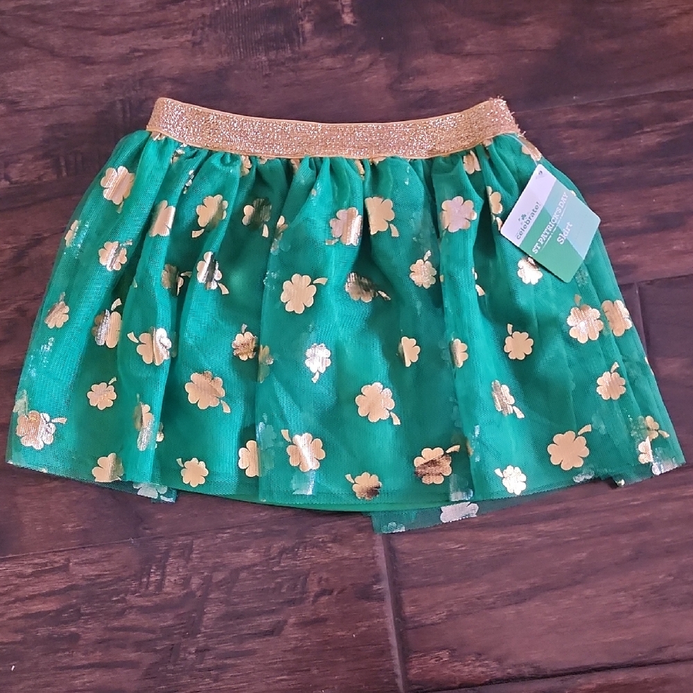 Girl's Green and Gold Shamrock Skirt